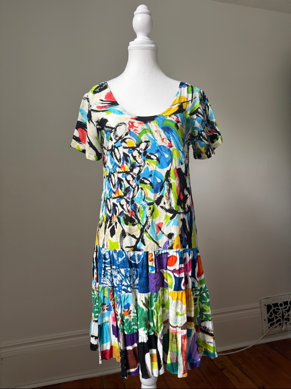 JAMS WORLD Hattie Dress in Candy Pop Retro Funky Tiered Oversized Vintage XS